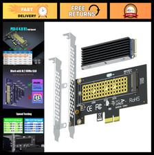 M.2 NVMe to PCIe X1 Adapter with Heatsink for 2230/2242/2260/2280 SSDs - Black