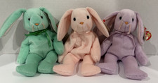 Set of 3: Ty Original Beanie Baby HIPPITY, HOPPITY  FLOPPITY Plush Bunnies NEW