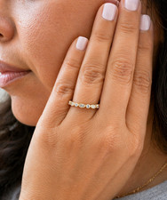 Round Cut Lab Diamonds Band 14k Solid Yellow Gold Minimalist Stackable 0.35ctw