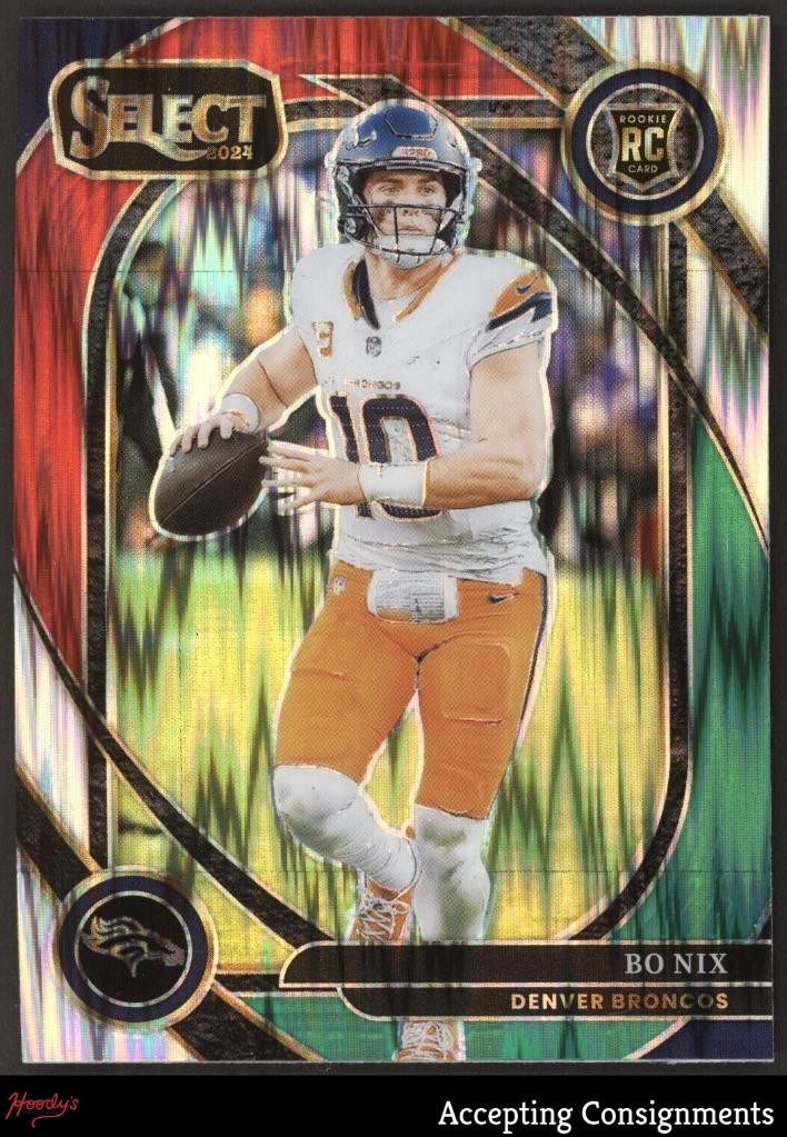 2024 Select Prizm Green and Red Shock #221 Bo Nix RC Rookie BRONCOS
