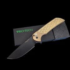 ProTech Knives  Mordax Flipper Stonewash Albronze Gridlock Handle, 3.5" Dlc S45v