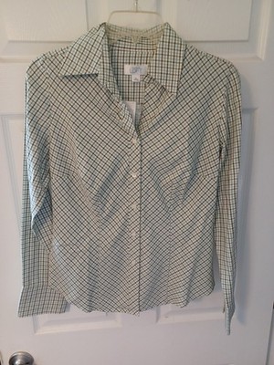 Ann Taylor Loft Womens,Size 2 WITH TAGS Check Long Sleeve Button Up Shirt
