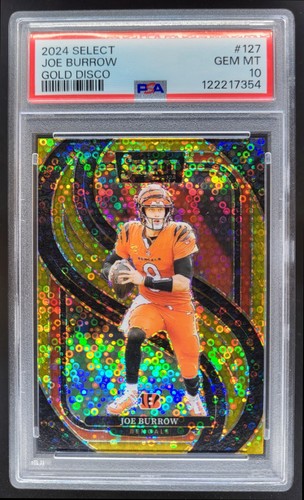 2024 Panini Select Joe Burrow Premier Gold Disco Prizm /10 PSA 10 Bengals PN