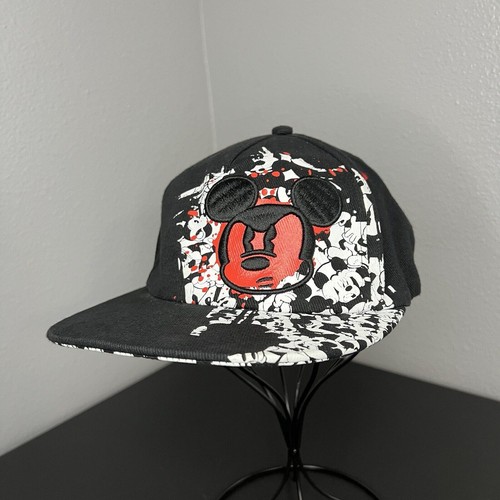 Disney Parks Angry Mickey Mouse Fitted Hat Black Graffiti YOUTH Cap 54 - 57CM - Picture 2 of 8