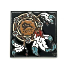 Earthtones Tile Trivet Wall Decor Dream Catcher Hand Glazed In USA 6 X 6 Inch