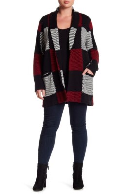 red plaid cardigan plus size