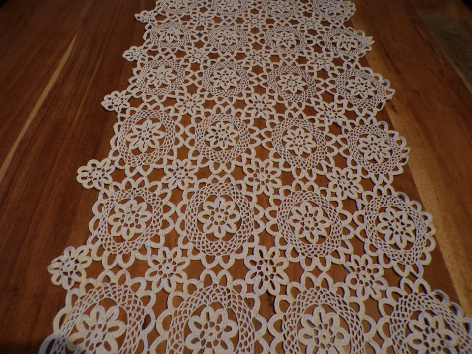 Linge ancien Chemin de table au crochet blanc ( ref 36 ) - Photo 3/4