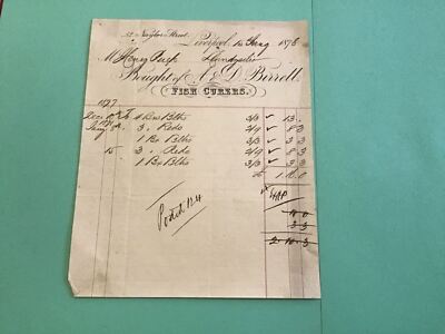 A & D Birrel Naylor Street Liverpool Fischhärtner Importeure 1878 Quittung R43466