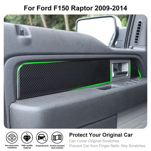 Carbon Fiber Interior Side Door Cover Stickers Trim For Ford F150 Raptor 2009-14 - Picture 9 of 14