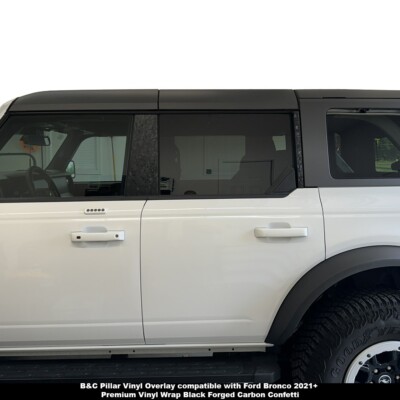 B&C Pillar Vinyl Wrap Overlay Black Forged Carbon Confetti for Ford Bronco 21+