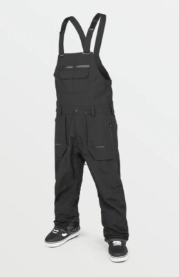 VOLCOM 25 RAIN GORE-TEX SNOWBOARD SKI BIB PANTS, CHESTNUT BLACK, MEDIUM, NEW