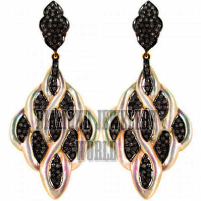 Victorian 2.25ctw Genuine Old Mine Pave Rose Cut Diamond Silver Earring Jewelry