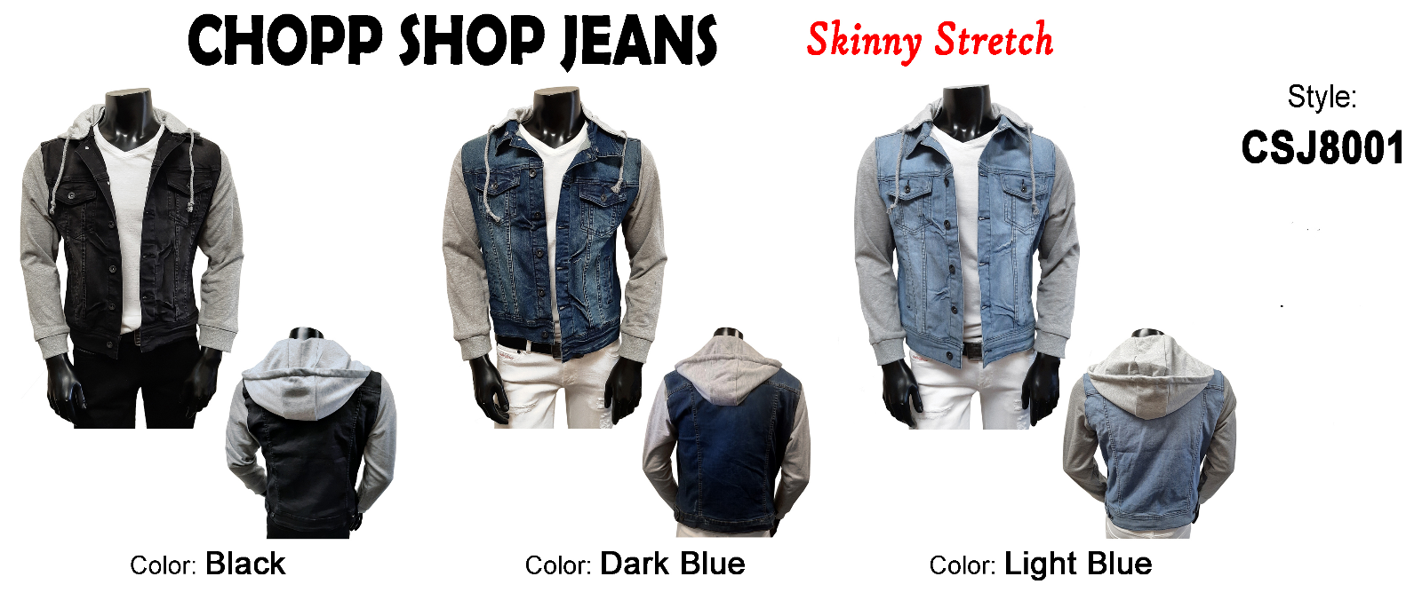 "Chopp Shop Jeans" Men's Slim Stretch Denim Baseball Jacket with