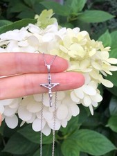 Small Jesus Cross Crucifix Pendant Necklace Sterling Silver 925 24mm 17.5-19"