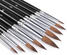 Sable Watercolor Brushes 9pcs Detail to Mop Kolinsky Sable Brushes Round Poin...