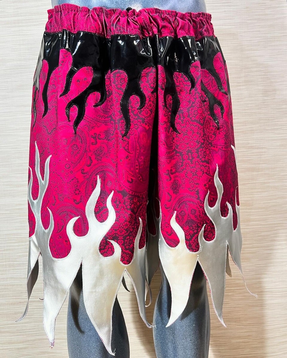 BLESS N° 42 XSSM short pants ブレス Special Fabric Long Pro Wrestling Shorts With Flames XL 43