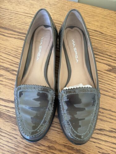Via Spiga Vero Cuoio Loafers Shoes Patent Leather 
