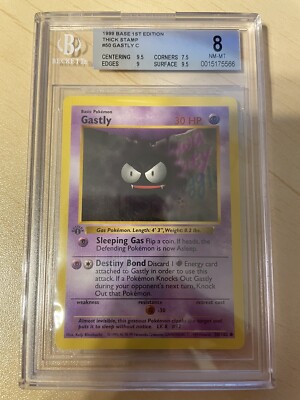 first edition gastly pokemon card 50/102 Gastly 1st Edition Pokemon Base Set Shadowless EX/NM
