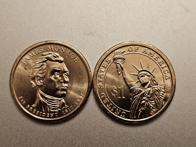 2008 P $1 JAMES MONROE PRESIDENTIAL DOLLAR BRIL UNC FROM MINT ROLL FREE SHIPPING
