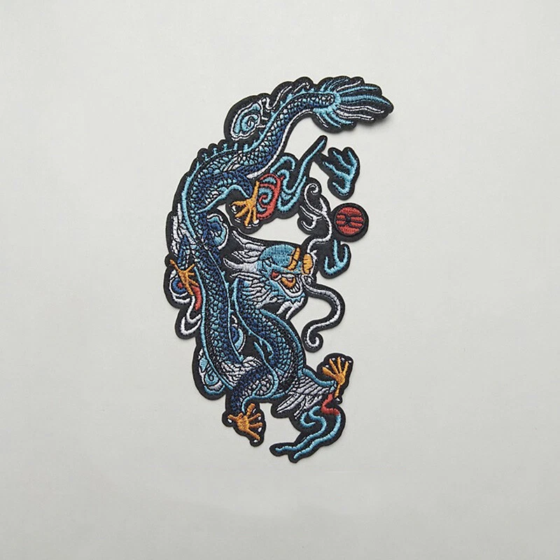 1Pair Embroidered Dragon Patch Sew on Iron on Applique Clothing DIY Badge Decor - Image 4 of 4