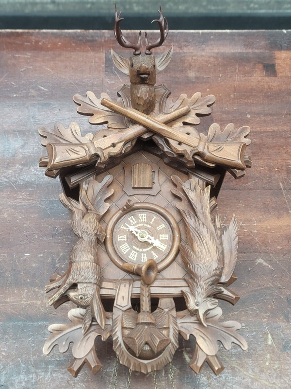 Black Forest Hunters Cuckoo Clock Hubert Herr Untested