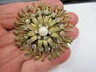 Vintage Miriam Haskell AB Rhinestone Costume Jewelry Brooch Pin Nice BIN