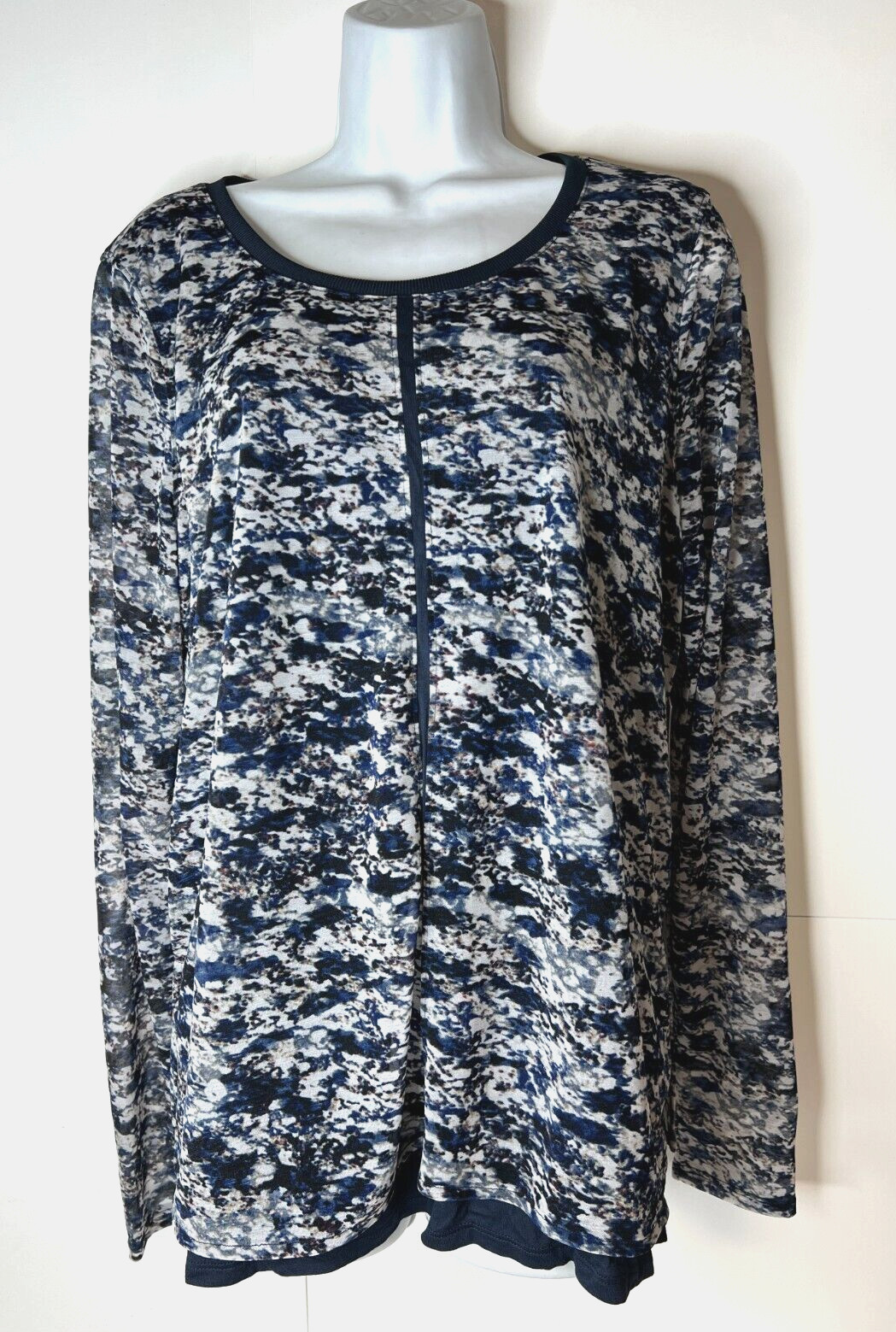 NWT Simply Vera Women's Large Tie Dye Sheer Lined Pullover Top Long Sleeve