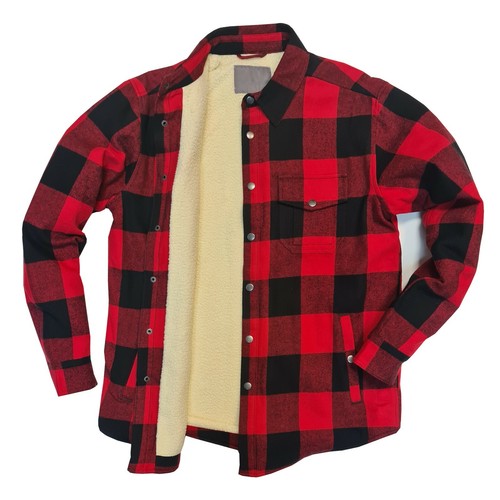 Ex Brand Mens Padded Sherpa Fleece Lined Shirt Lumberjack Jacket Flannel Work - Picture 6 of 14