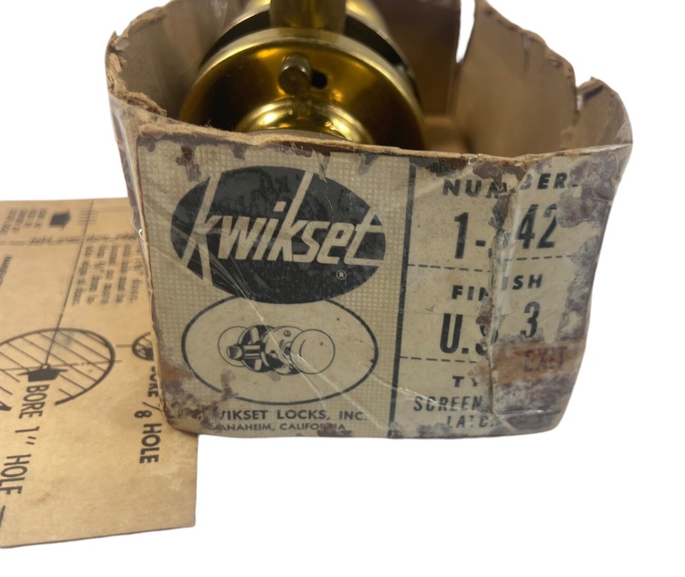 Kwikset Brass Screen Door Lock 1642 Vintage Rare eBay