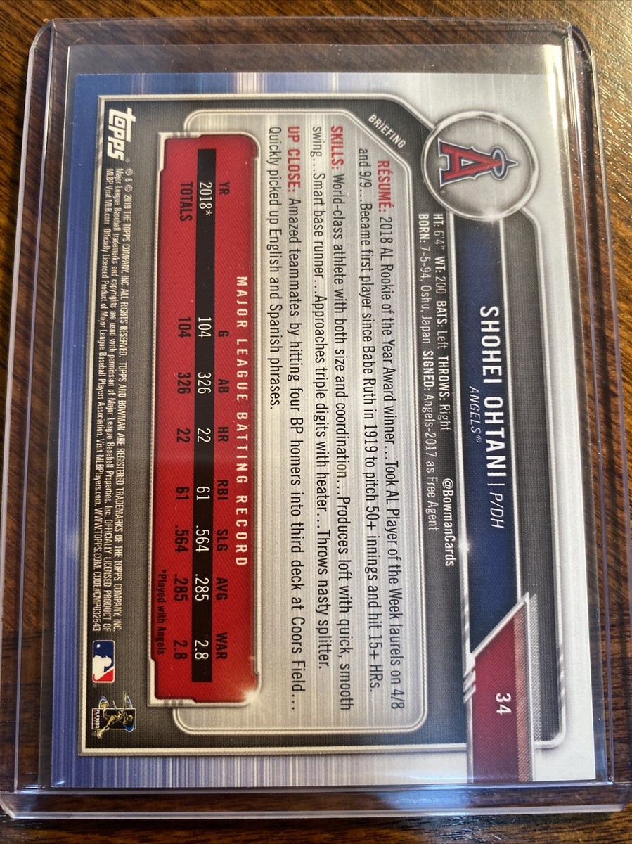 2019 BOWMAN Shohei Ohtani #34 PURPLE Parallel 110/250