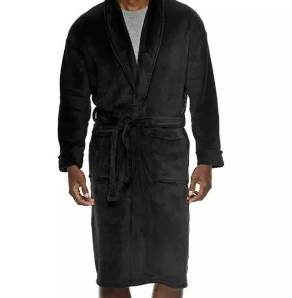 Croft u0026 Barrow Plush Robe Mens Extra Soft S/m Black Pockets Belted for sale  online | eBay