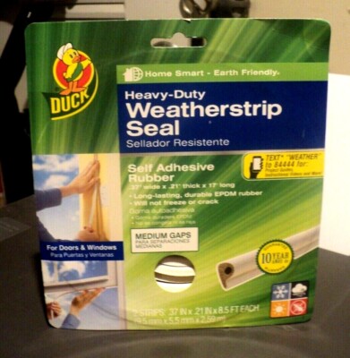 DUCK Heavy-Duty Weatherstrip Seal: BRAND NEW: Medium Gaps: 2 Strips: .37 x .21 