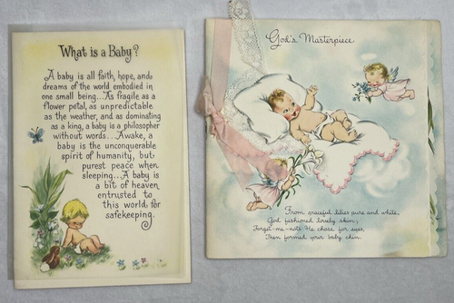Baby Girl VintageGreeting Cards 10 - 1 Boy- 1 New Home Envelopes USED Lot of 20 - Picture 6 of 11