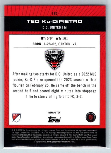 2022 Topps Chrome MLS Pitch Prodigies Silver Ted Ku-Dipietro - Picture 2 of 2