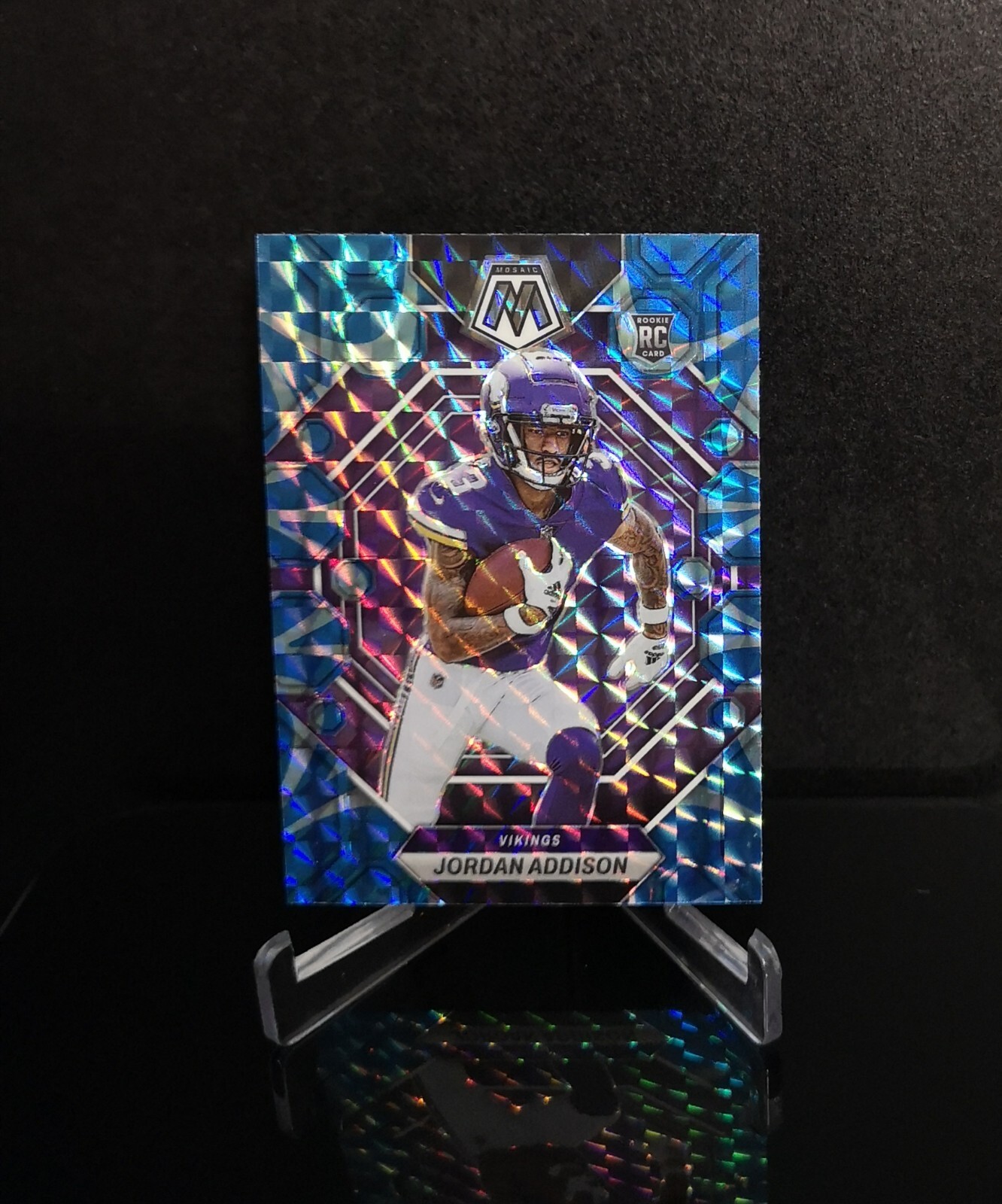 JORDAN ADDISON RC 💥 SP 2023 Panini Mosaic Reactive Blue Prizm Rookie Card #337