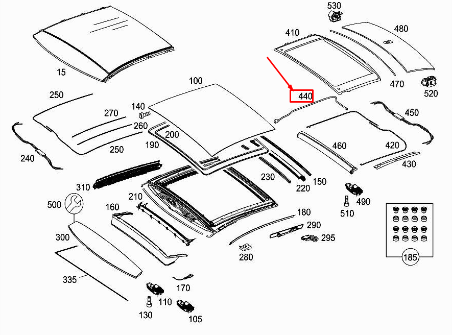 MERCEDES-BENZ S W222 Rear Sliding Roof Wiring Harness A2228208004