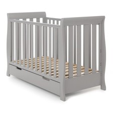 Image of Obaby Stamford MINI Cot Bed & Drawer - Classic Sleigh Design - Baby to Toddler