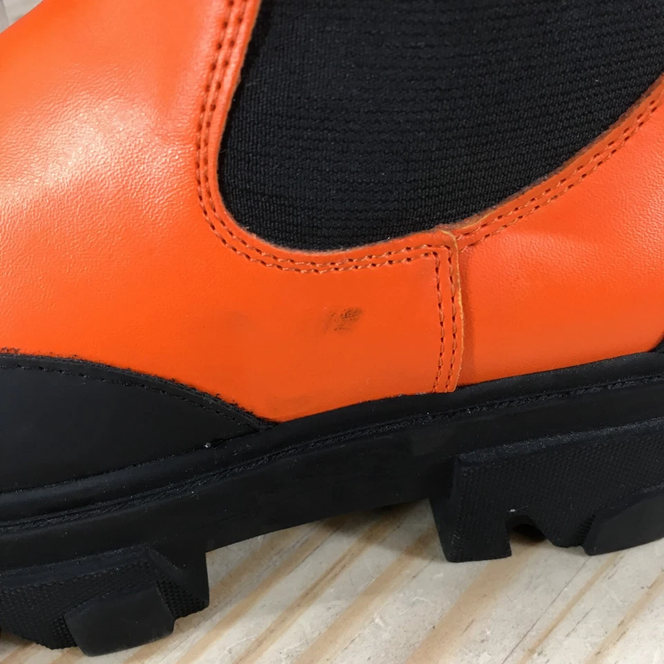 Forever21 Botas Mujer 7 Tobillo Chelsea Botines Tacones Naranja Cuero Pull On Foto 3 de 4