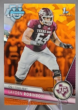 Layden Robinson /25 2023 Bowman Chrome Sapphire Orange 1st Patriots Texas A&M SP