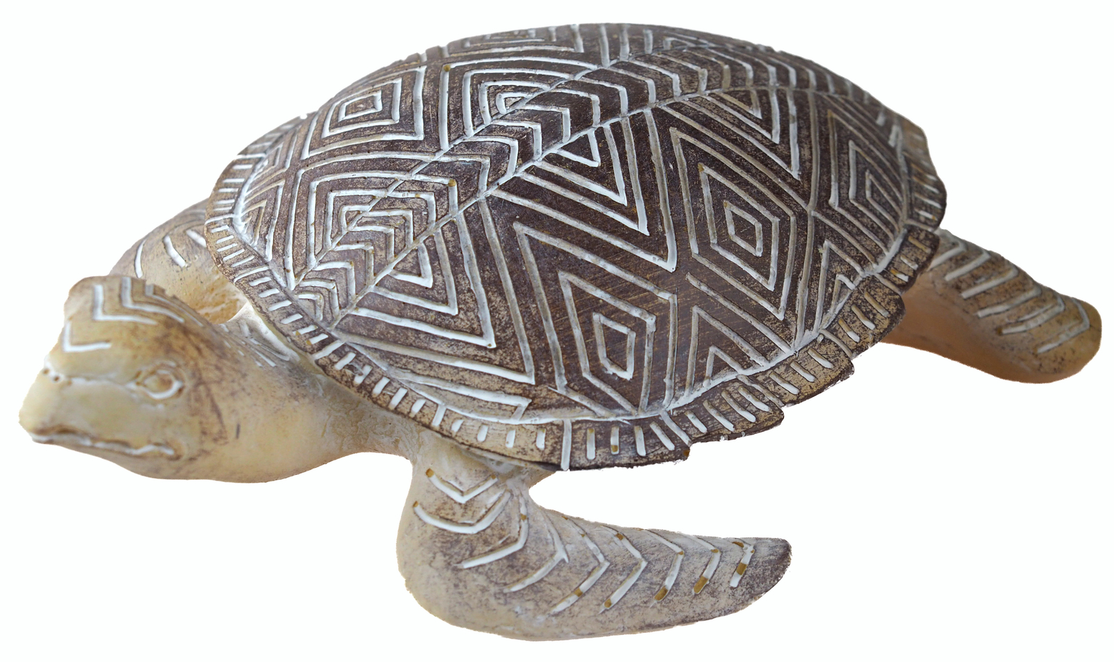 Turtle 21cm Wooden Ornament Decoration - African Triangle Shell Pattern