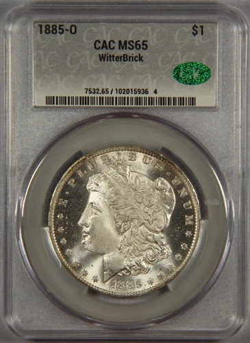 1885-O Morgan Silver Dollar CAC MS65 WitterBrick $1