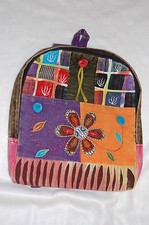PURPLE Back PATCHWORK Hobo BACKPACK Embroidered FLOWERS Girls CHIC Hippy