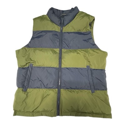 LANDS' END Men's L Rugby Stripe HyperDRY  600 Fill Down Vest Preppy Gorpcore