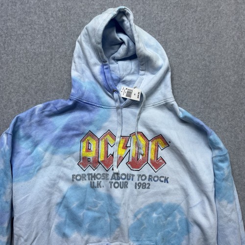 AC/DC Shirt Mens 3XL Sweatshirt Tie Dye Hoodie 1982 For Those About To Rock Tour