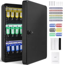 Uimoso 48-Key Cabinet Key Safe with Combination Lock & Keys Adjustable Racks