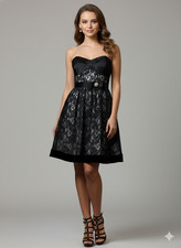 Y2K Whimsigoth Black White Twist Front Strappless Mini Dress Size 9