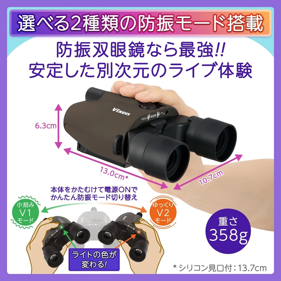 Vixen 11511 Binoculars ATERA II H10x21 Greige Image Stabilizer Multi-Coated NEW  - Image 2 of 4