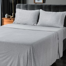 Queen Sheet Set - Jersey Knit Sheets 4 Piece   Cotton   Soft T-Shirt Stretchy...