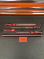 Snap-on Tools USA NEW RED Soft Grip 4-Piece Mixed File Foam Set SGHBF500AFR