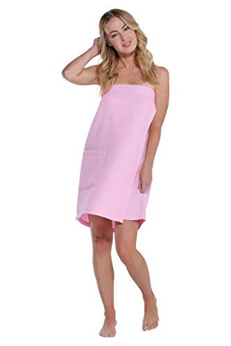 Lightweight Knee Length Waffle Robes For Women Spa Bath Waffle Large Pink - Picture 3 of 7